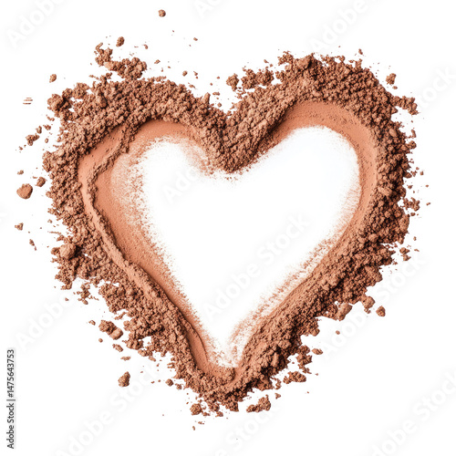 Heart-shaped powder design.  A light-colored heart shape is outlined by a rich, earthy brown powder