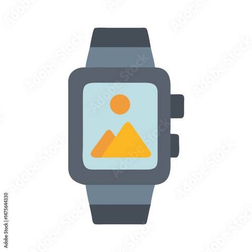Smartwatch icon with landscape, vector design illustration