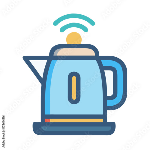 Smart kettle vector icon with wi-fi symbol