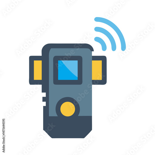 Remote control vector icon with communication signal lines