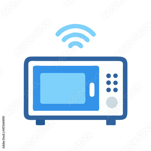 Smart microwave oven illustration, Internet of Things concept graphic