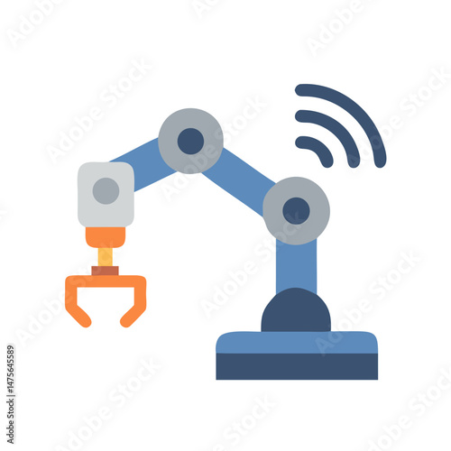 Robotic Arm with Wireless Connection, Automated Industry Concept