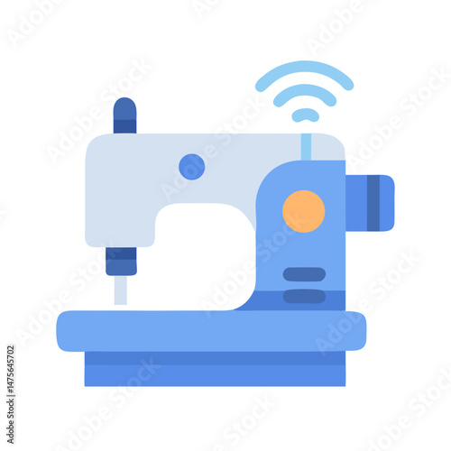 Smart sewing machine icon illustration on black background