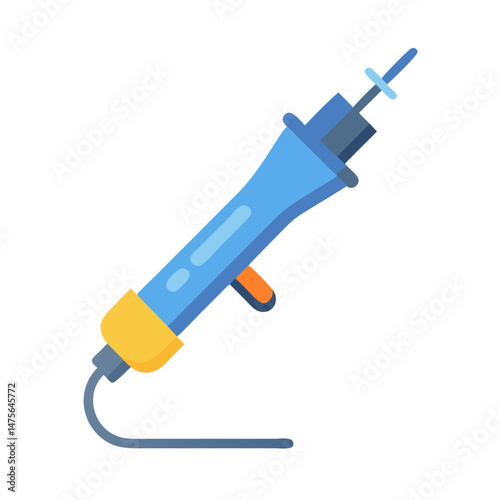 Blue Soldering Iron Tool Icon on Black Background