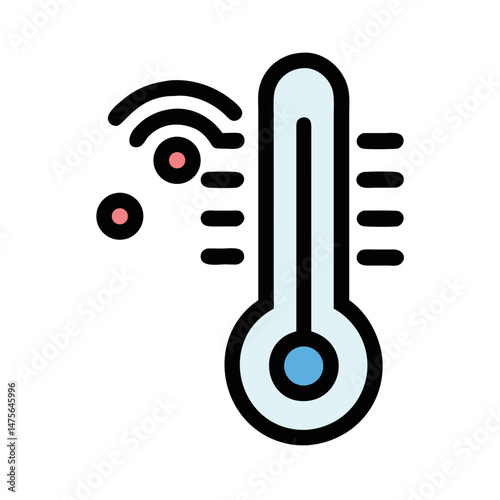 Blue Thermometer Icon Indicating Cold Temperature on Black Background
