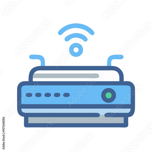Blue Wifi Router Isolated Against Black Background Illustration