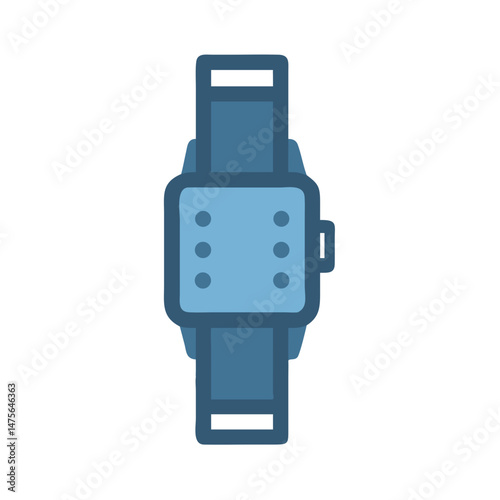 Blue smart watch vector icon on a black background