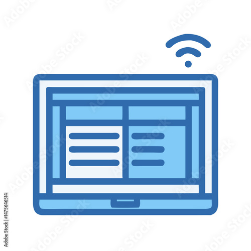 Wireless Laptop Icon: Connected Device for Network Access