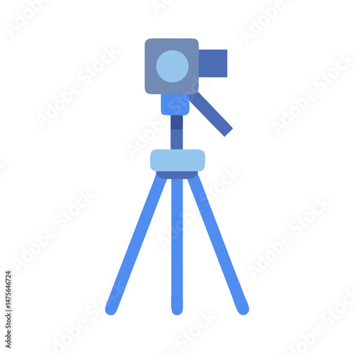 Blue Camera on Tripod Illustration in Isolated Background
