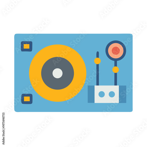 Stylized illustration of turntable DJ equipment icon on black