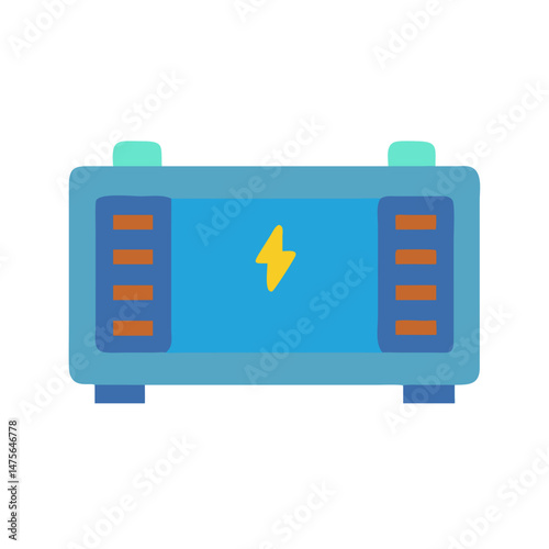 Blue Energy Storage Unit with Lightning Bolt Icon