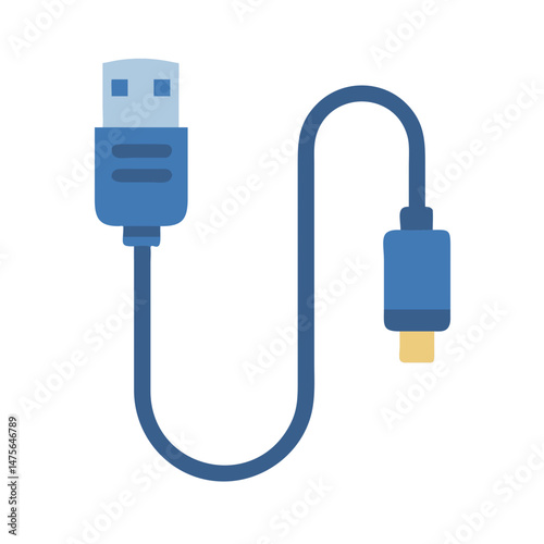 USB A to Micro-USB Cable on Black Background