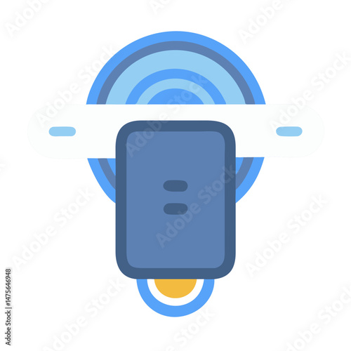 Onewheel electric skateboard flat design illustration isolated icon