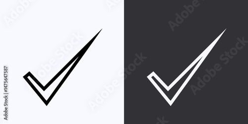 Check Mark Icon – Vector Outline – Black and White Preview