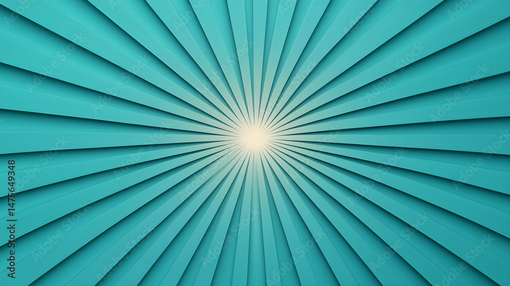 Obraz premium An abstract turquoise background with radiant lines emanating from a central focal point design.