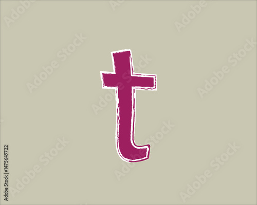 Red T letter logo with white border