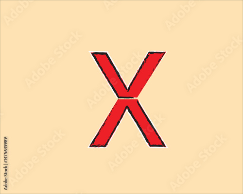 Red X letter logo with black and white edges