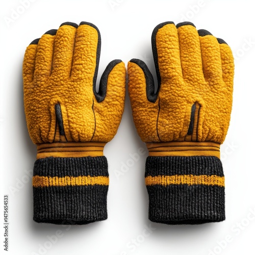 Yellow and Black Winter Workwear Gloves - Insulated Handwear for Safety and Style