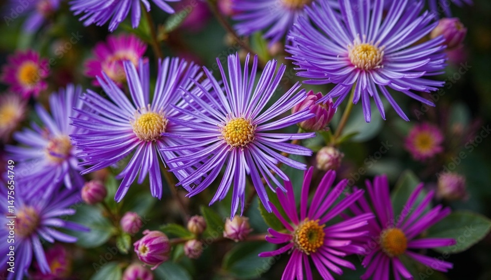 Obraz premium Vibrant purple flowers blooming in a garden setting 