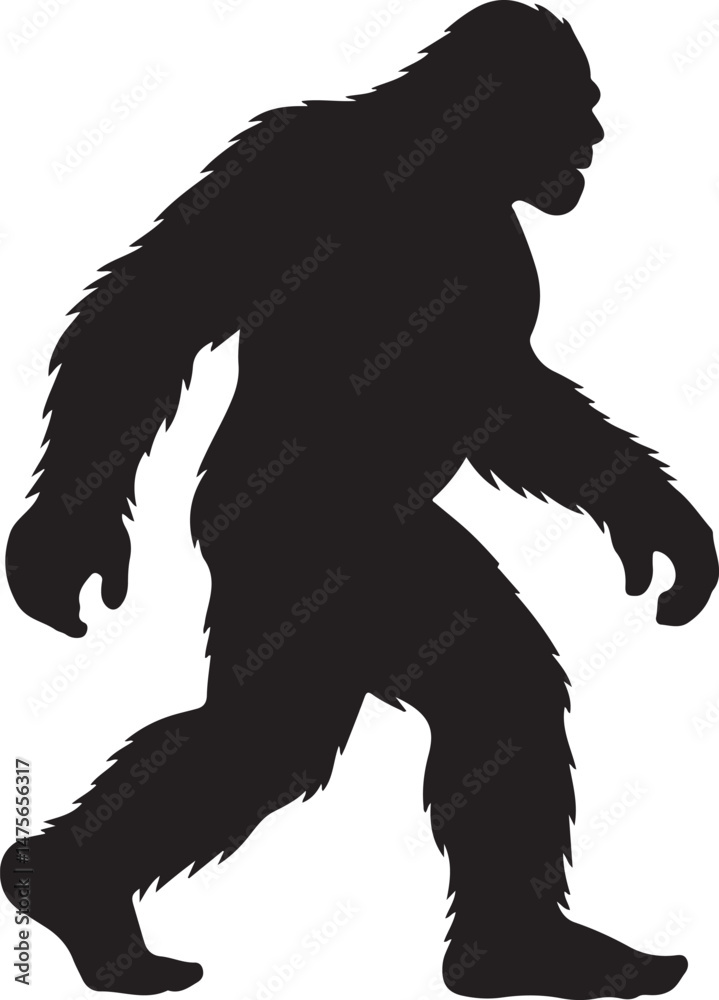 Obraz premium Bigfoot Silhouette SVG – Sasquatch Forest Clipart for Cricut, T-Shirts & Outdoor Crafts