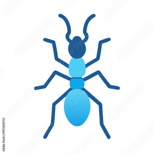 Stylized Blue Ant Insect on Black Background Illustration