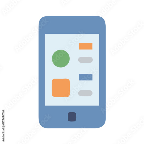 Digital phone screen with social media and graphics