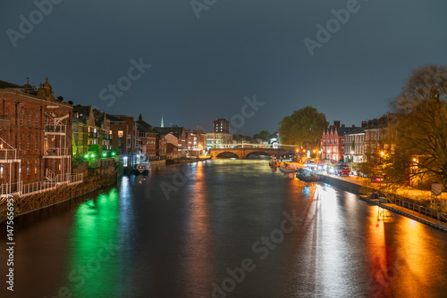 Obraz na płótnie Skyline of city of York in England near river Ouse at dusk w salonie