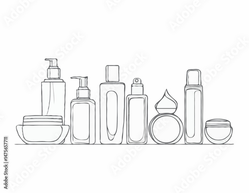 Minimalist Line Art Set of Cosmetic Products
