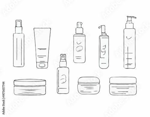 Minimalist Line Art Set of Cosmetic Products