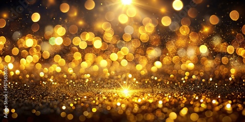 Abstract Gold Light Sparks Bokeh Background - Luxury Festive Design