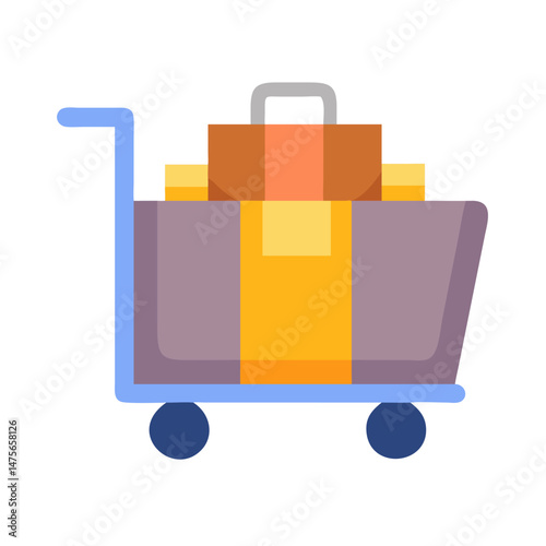 Delivery cart with packages, boxes, and briefcase illustration