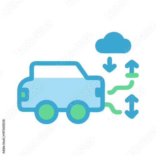 Car pollution icon demonstrating carbon emissions in the atmosphere
