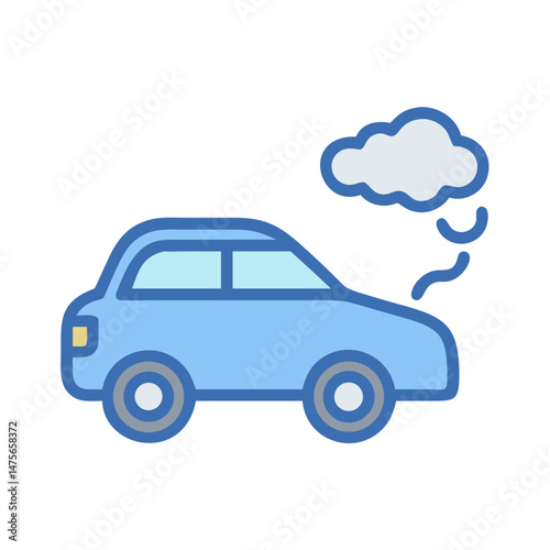 Car emitting fumes icon on black background illustration