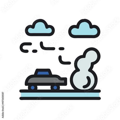 Car emitting smoke, air pollution and environmental issues