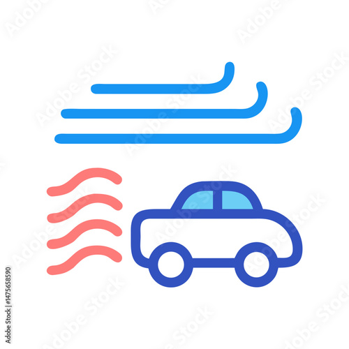 Car pollution icon with exhaust fumes on black background