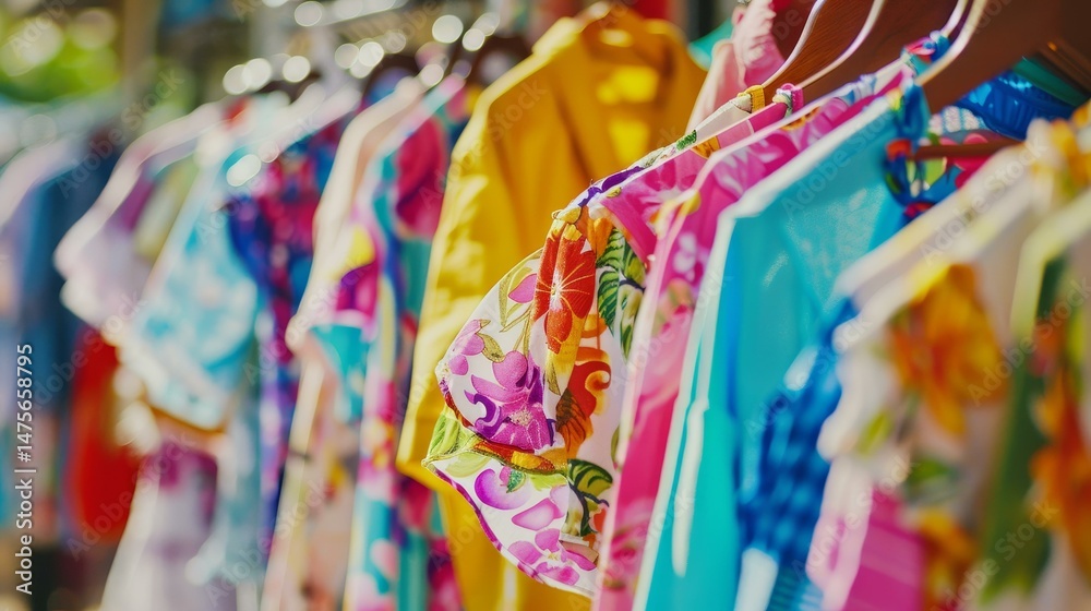 Fototapeta premium Discover vibrant hues and textures in this eyecatching display of colorful clothes for all styles and seasons.
