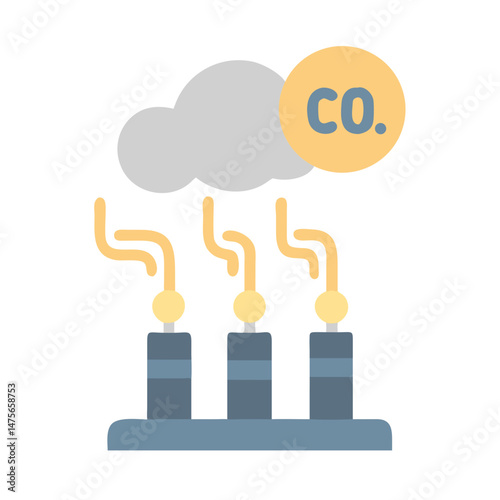 Factory emitting CO2 causing climate change environmental impact
