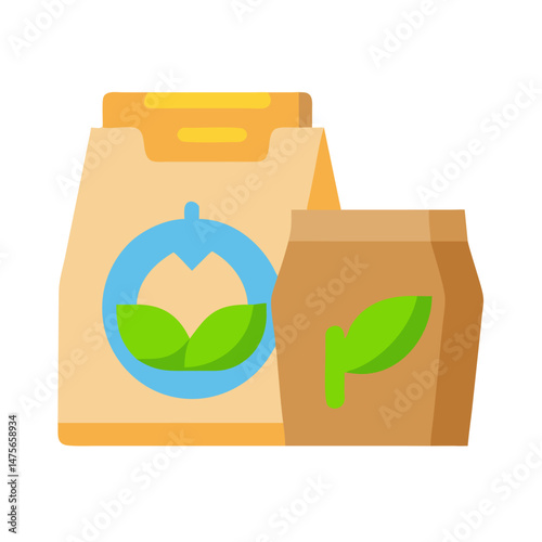 Organic fertilizer bags illustration for agriculture and gardening