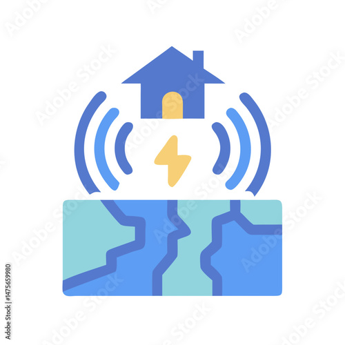 Earthquake or Natural Disaster Damage Icon Illustration