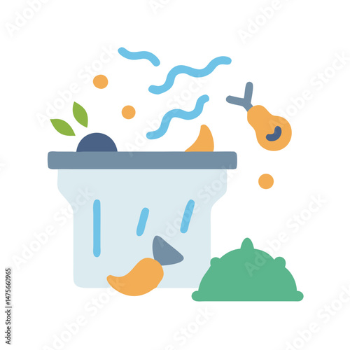 Stylized Mixed Fruit and Vegetable Compost Bin Icon