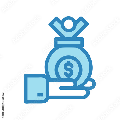 Hand holding money bag with dollar sign symbol