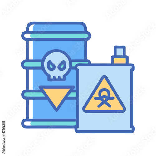 Hazardous Waste Barrels Icon Design on Black Background