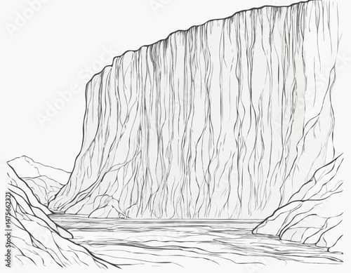 Intricate Line Art Waterfall