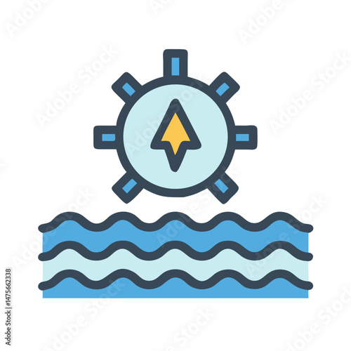 Water wheel icon representing hydro power generation