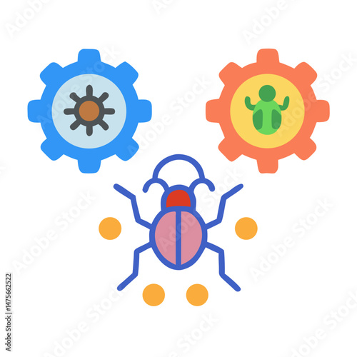 Software bug fixing, debug, system maintenance vector illustration