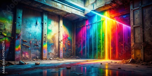 Abstract Rainbow Light Texture Wallpaper, 3D Rendered Urban Exploration Scene