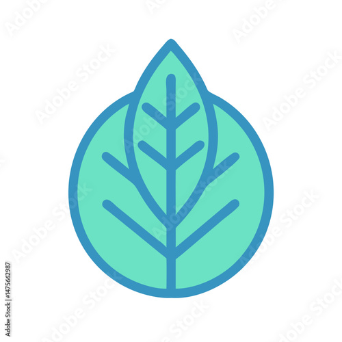 Minimalist Aquamarine Leaf Logo on Black Background