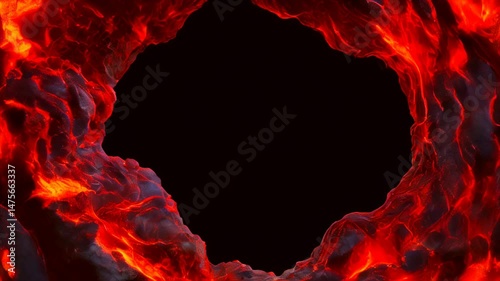 Frame of fire ring with a black background photo