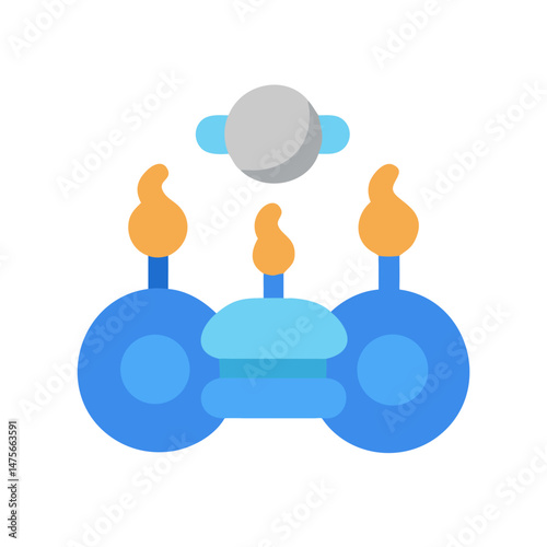Simple blue Mars rover cartoon on black background