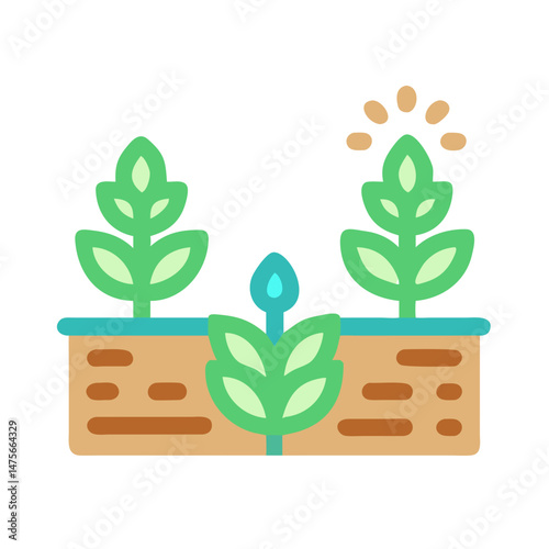 Growing Plants in a Planter Box Flat Icon